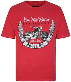 KAM Santa Monica Biker Club Print T-Shirt Rot meliert